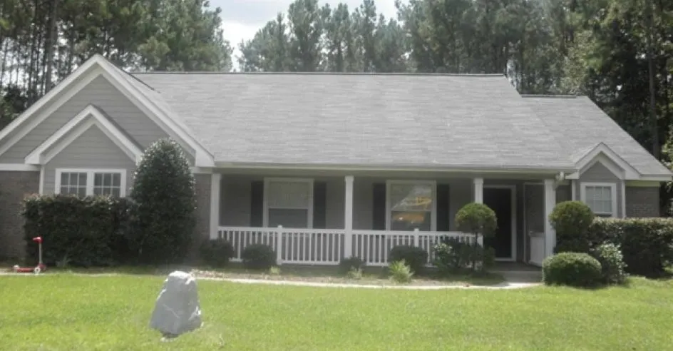 Ranch home roof after cleaning